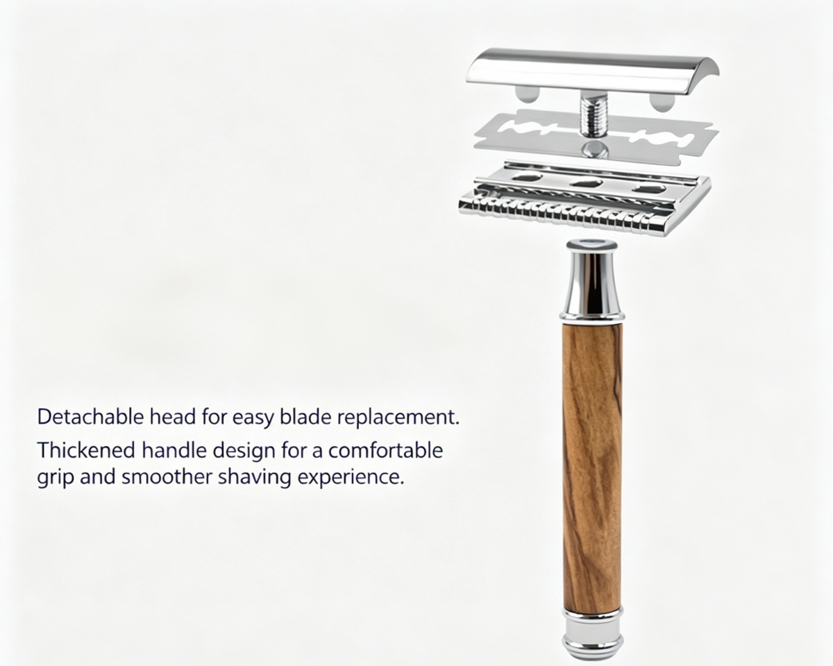 Olive Wood Double-Edge Safety Razor