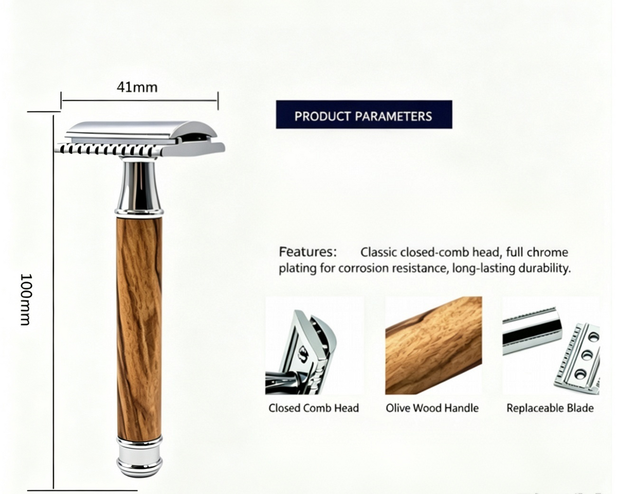 Olive Wood Double-Edge Safety Razor