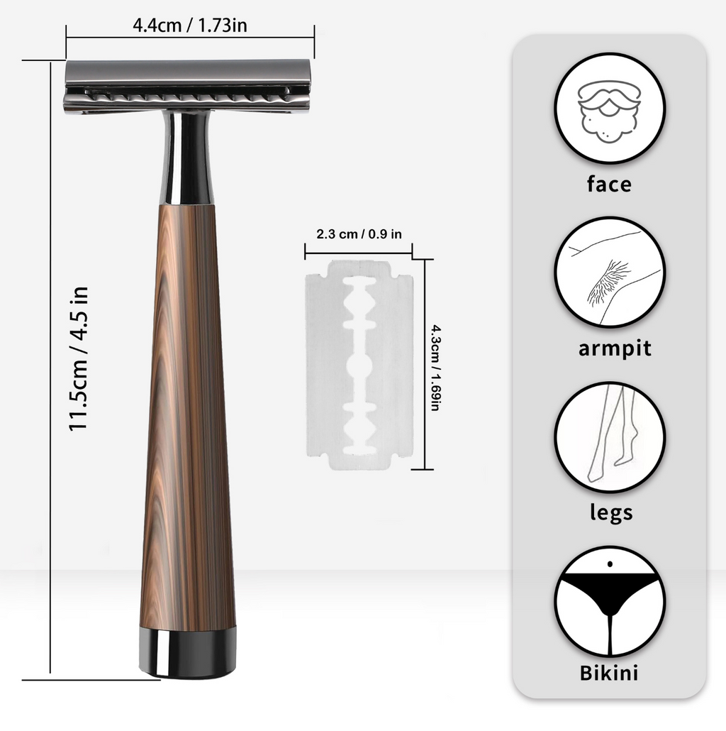 Premium Wood-Effect Zinc Alloy Double-Edge Safety Razor