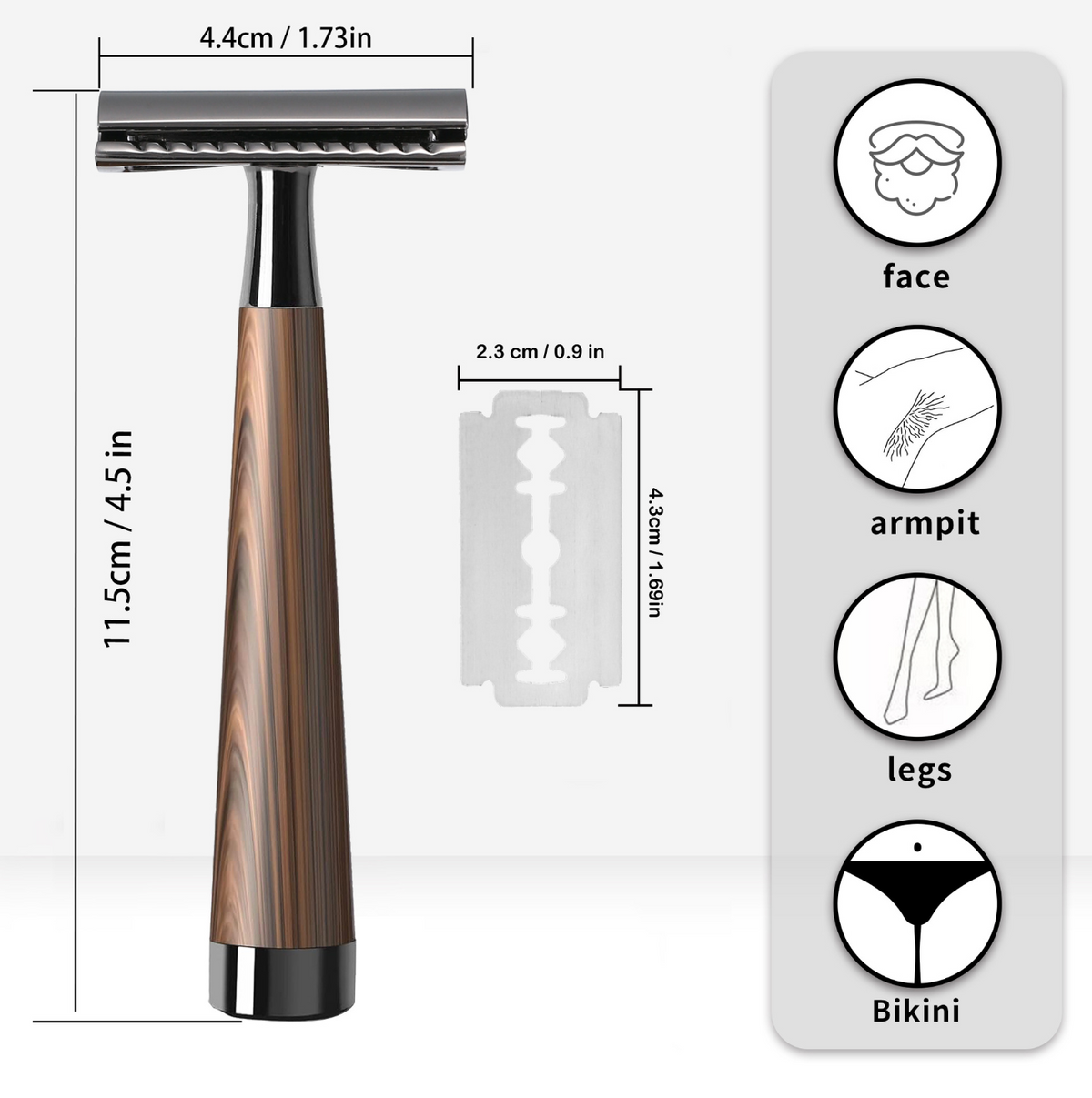 Premium Wood-Effect Zinc Alloy Double-Edge Safety Razor