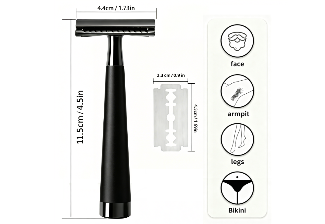 Premium Black Zinc Alloy Double-Edge Safety Razor