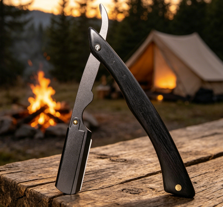 Premium Ebony Wood Shavette Stainless Steel Barber Razor