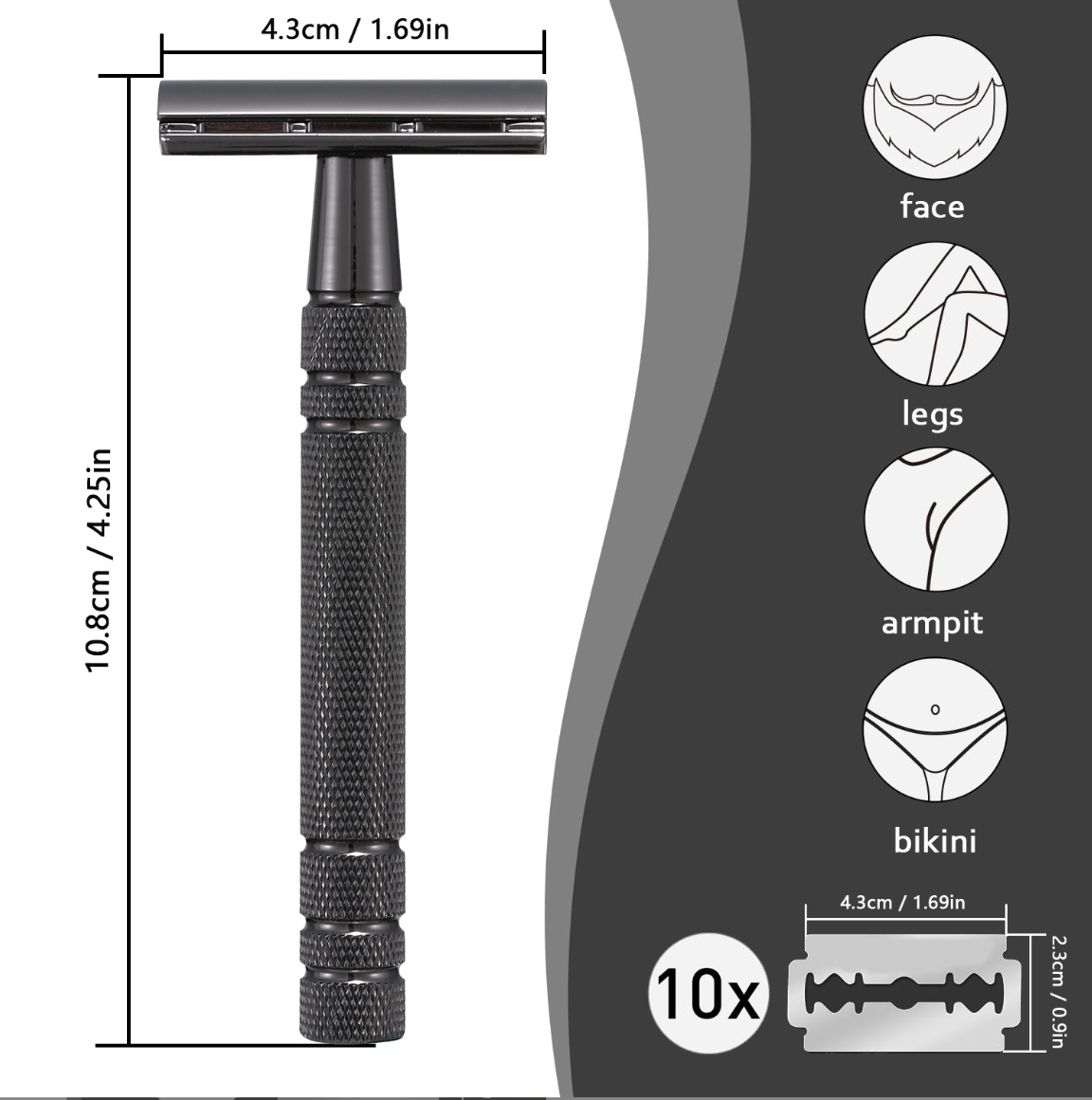 Premium Black Aluminum Alloy Double-Edge Safety Razor