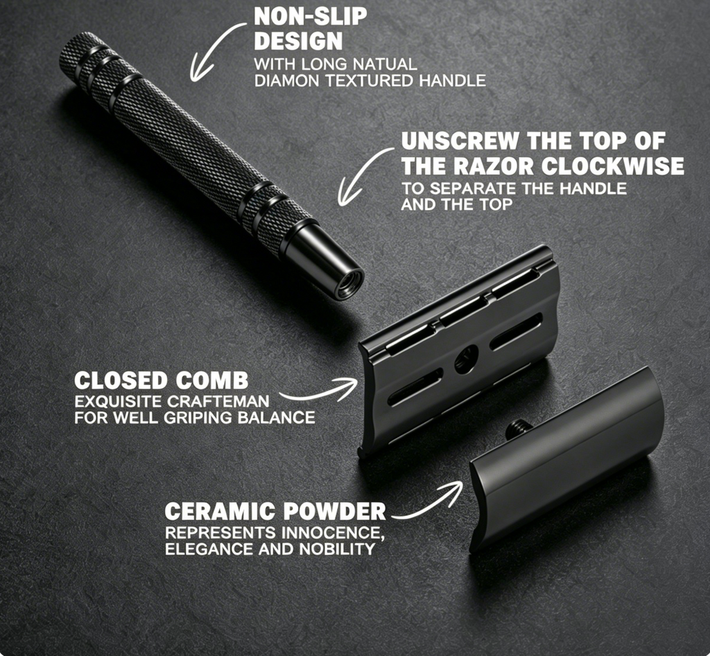 Premium Black Aluminum Alloy Double-Edge Safety Razor