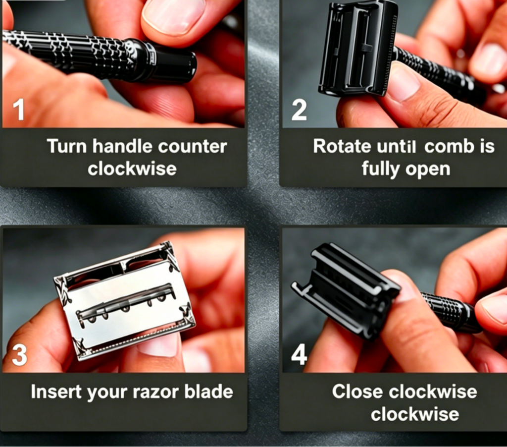 Butterfly Twist-to-Open Safety Double-Edge Razor - Matte Black