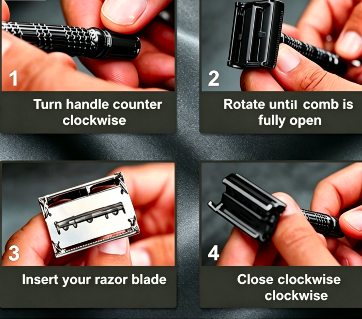 Butterfly Twist-to-Open Safety Double-Edge Razor - Matte Black