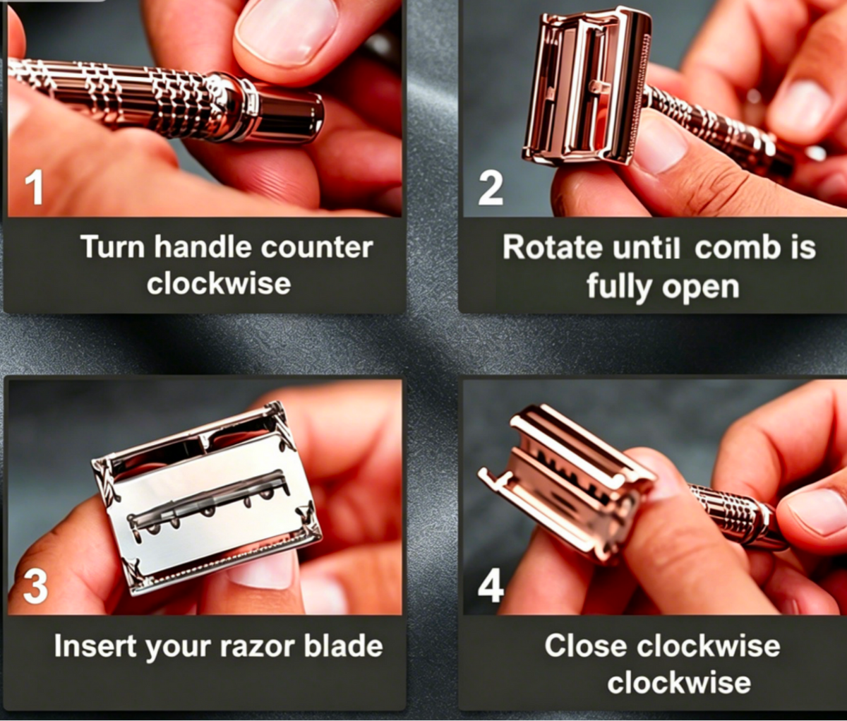 Butterfly Twist-to-Open Safety Double-Edge Razor - Rose Gold